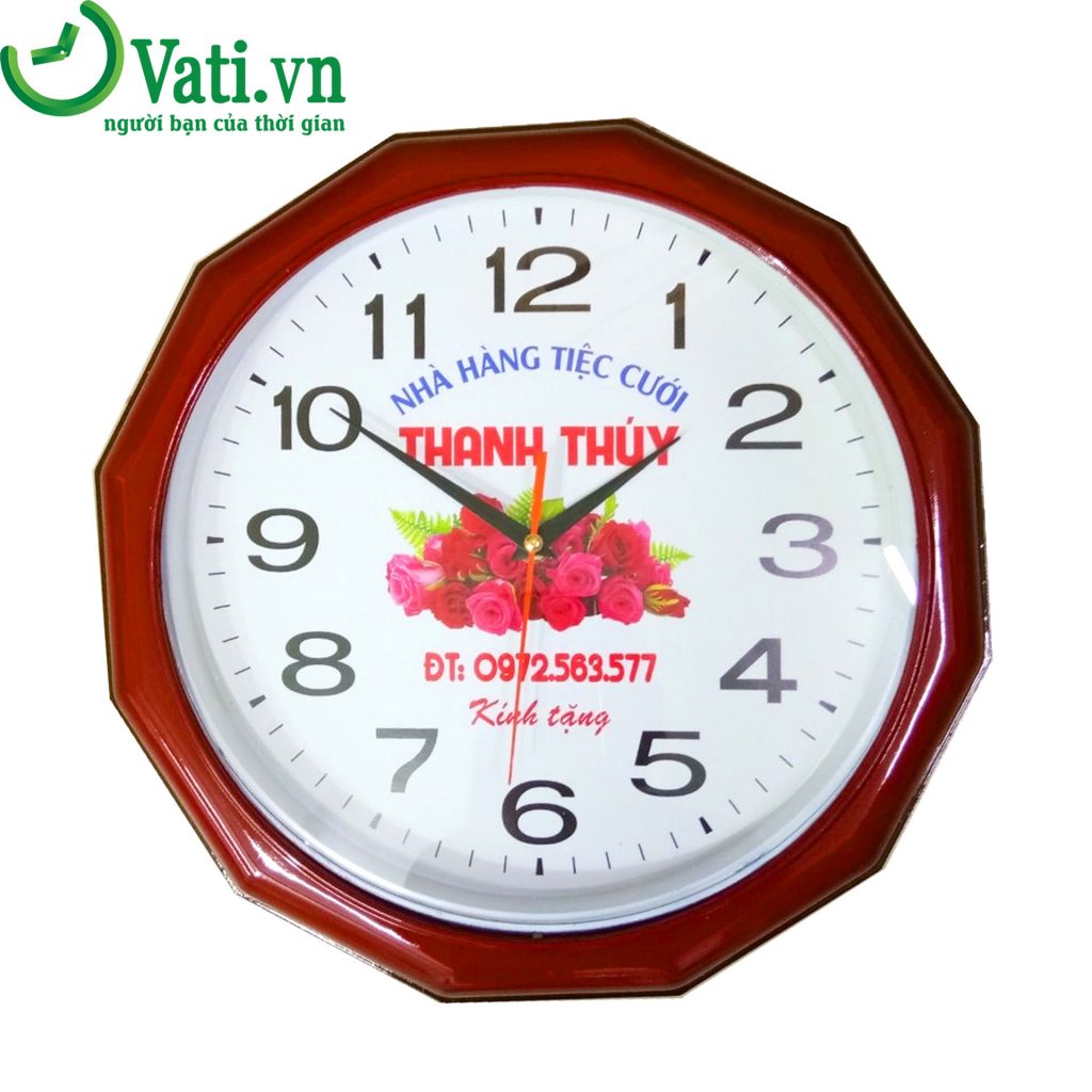 Đồng hồ treo tường in logo làm quà tặng Vati N02