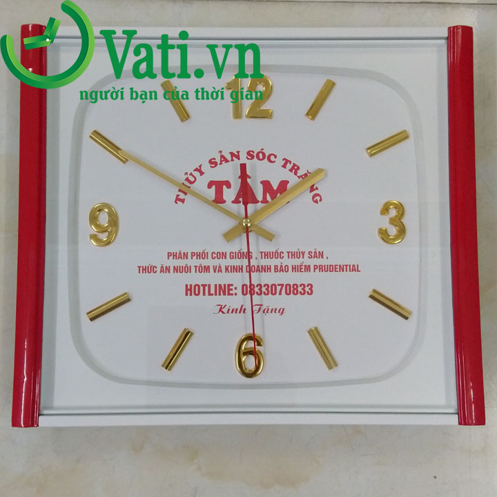 Đồng hồ treo tường in logo mẫu vuông V84 - Vati